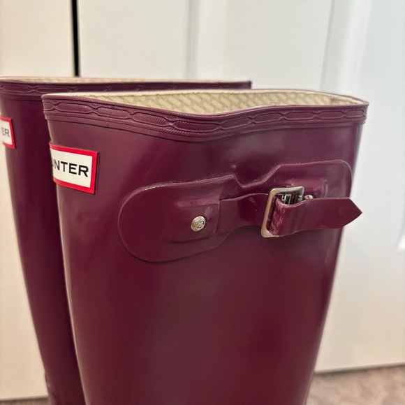 Hunter Women's Original Tall Gloss Rain Boots Adjustable Rumbling Red size 10 - Picture 5 of 14